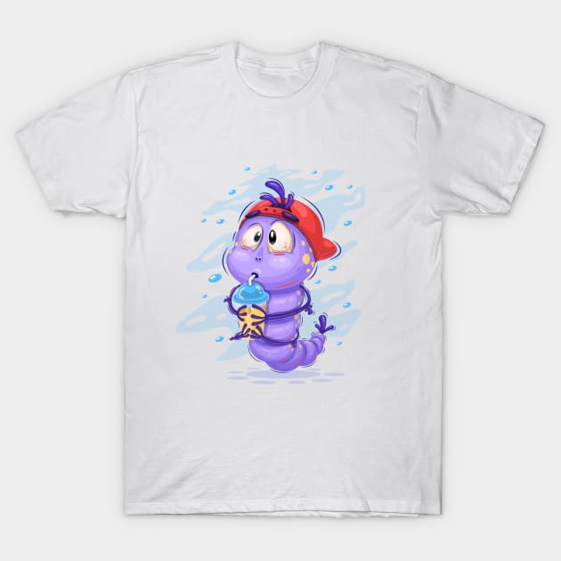 Cool cartoon caterpillar T-Shirt by AndreKENO